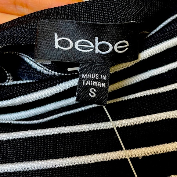 Bebe Strapless Bodycon Dress Black & White - S - Picture 4 of 7